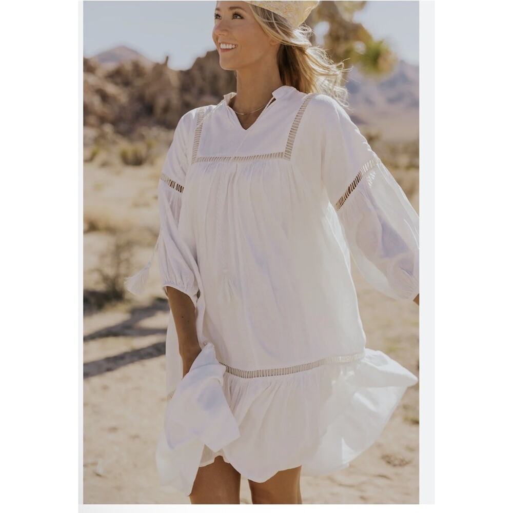 Roolee Ivory A-line Long Sleeve Dress Size 3XL Cottagecore Prairie Boho Chic